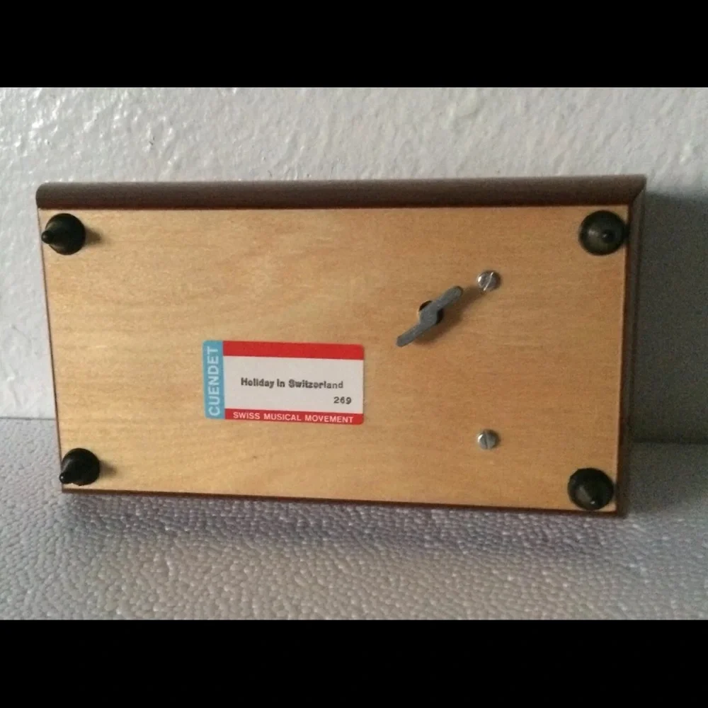 Hummel Cuendet Wooden Double Door Music Jewelry VTG Box “Holiday In Switzerland”
